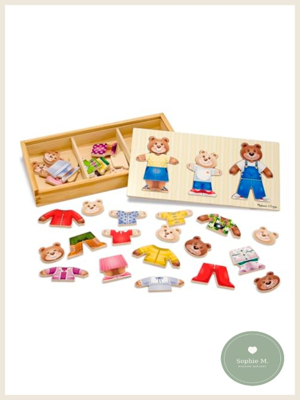 Wooden Bear Family Dress-Up Puzzle 45 Piece Mix & Match Preschool Toy - Picture 1 of 6